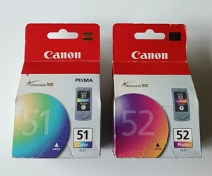 Canon 52 Color and 51 Color Pixma Tri Color Ink Cartridges ChromaLife. NEW. - Picture 1 of 4