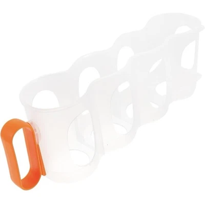 Fridge Can Holder Organizer Soda Beer Dispenser Holds 4 Cans Clear Orange Handle - Image 1 of 2
