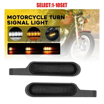 Amber&White LED Motorcycle Handlebar Turn Signal Lights 8mm Bolt Universal 2-20x — 第 1/4 张图片