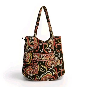 Bolso de Mano Vera Bradley Pucini Curvy Marrón, Rojo, Amarillo, Blanco, Patrón Retirado - Imagen 1 de 7
