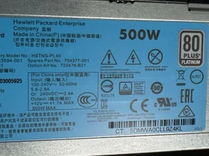HPE 723595-201 HPE HSTNS-PC40 500W 80 Plus Platinum Power Supply - Afbeelding 1 van 6