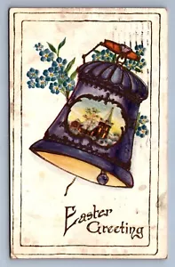 Postcard Vintage Postmarked 1915 Easter Greeting Bell Church Religious Holiday - Bild 1 von 2