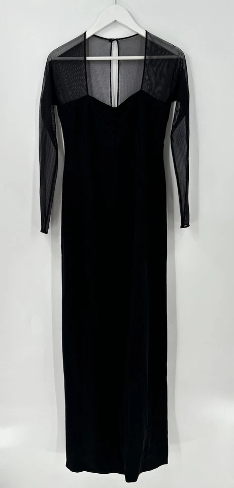 Emanuel Ungaro винтажное платье женщин 6 маленький черный макси сетки разрез эластичный платье - Изображение 1 из 4