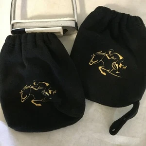 English, Iron Covers, Stirrup Protectors, Bags, Embroidered Black / Gold - Picture 1 of 1