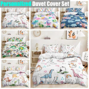 Dinosaur Cat Stars Cloud Rain Football Cartoon Doona Duvet Quilt Cover Bed Set - Picture 1 of 12