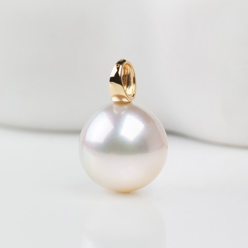 OFF WHITE Ciondolo semplice 10 3 mm + perle bianche panna dei mari del sud oro giallo massiccio 14 carati