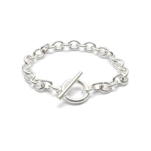 Bracciale catena argento barra a T chiusura a levetta uomo donna gioielli - Foto 1 di 5