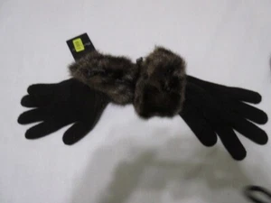 Preston & York Lambs Wool Knit Gloves w Faux Fur at Wrist, One Size, NWT - Picture 1 of 6