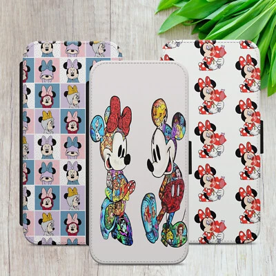 MICKEY MINNIE FLIP CASE FOR IPHONE SAMSUNG PIXEL FLIP WALLET PHONE COVER GIFT - Image 1 of 4
