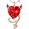 Red Evil Crystals Heart Pendant Necklace Birthday and Anniversary Gifts for Her