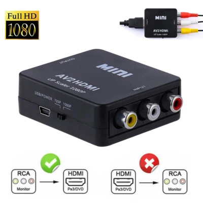 RCA to HDMI Converter 720P 1080P Mini RCA Composite CVBS AV Video Audio Adapter - Image 1 of 4