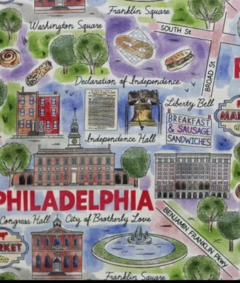 Philadelphia Map & Icons PRINT BABY BIB COTTON FUN NEW BABY GIFT IDEA Foto 1 de 4