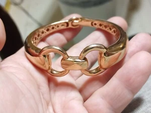 Vintage Milor Italy Bronze Scharnier Armreif Manschette Armband einrastend wunderschön - Bild 1 von 12