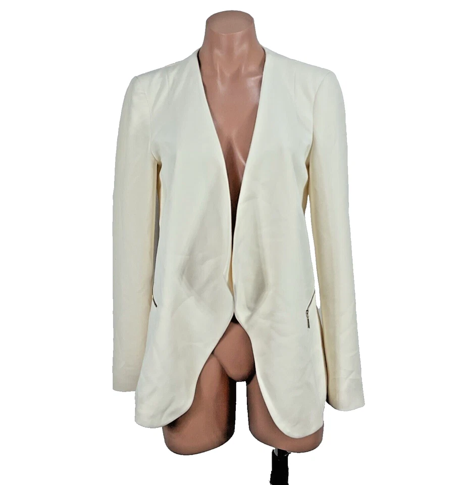 Women's White House Black Market Ivory Drape-Front Blazer Jacket Sz 4 WHBM - Image 1 of 4