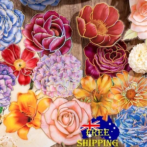 5x Gilding PVC Self-Adhesive Sticker Bookmark Flowers Daisy Poppy Camellia Rose - Picture 1 of 15