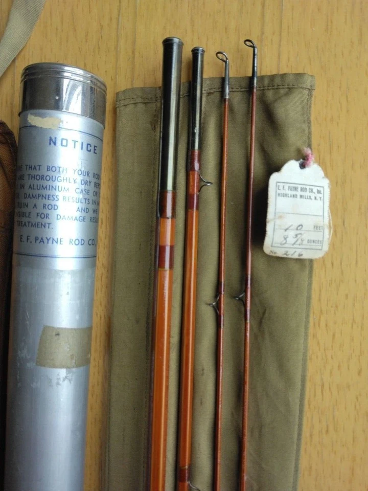 E.F. PAYNE #216 10 pies 3P2T caña de bambú DryFlySalmon con estuche de aluminio Foto 1 de 4