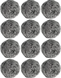 12Pcs Steel Wool Scrubber Pads for Cleaning Dishes Pans Pots Ovens Grills Sinks - Picture 1 of 12