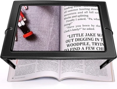 OBOVO Upgrade Acryl Freisprechlupe - große Linse schwarz - mit Ständer