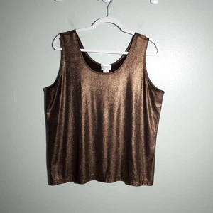 Blusa sin mangas Chico's Travelers talla 3/XL, marrón dorado metálico fiesta navideña - Imagen 1 de 7