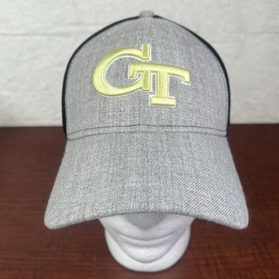New Era Georgia Tech Gray Blue Small / Medium Fitted Hat Cap 39 Thirty Gold Logo - Image 1 of 4