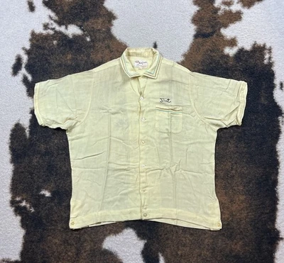 VINTAGE 50' KING LOUIE YELLOW BOWLING SHIRT SZ LARGE - Image 1 of 4
