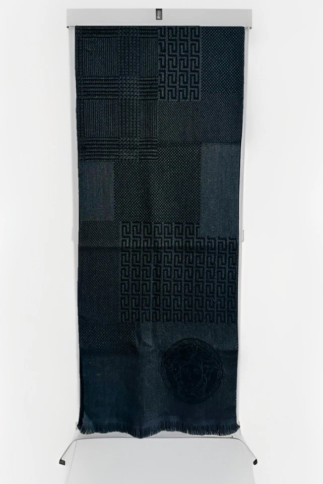 Versace Medusa Logo Black Scarf Unisex Authentic - Image 1 of 4