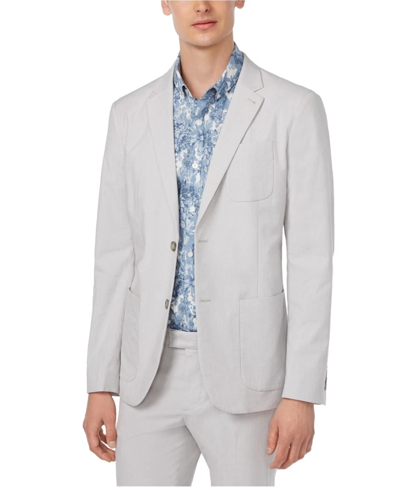 Penguin Mens Micro Vertical Stripe Two Button Blazer Jacket, grey, M Regular - Image 1 of 1