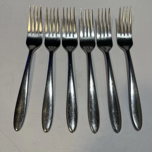 Oneida BAGUETTE Glossy Set of 6 Dinner Forks 8” Stainless Flatware Knife - Picture 1 of 5