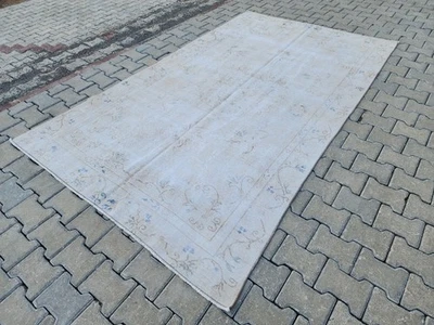 5x9 Oushak White Rug Neutral, Handmade Rug, Rugs For Living Room, Vintage Style - Image 1 of 4