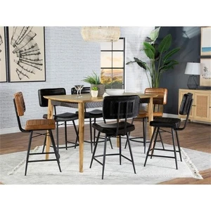 Coaster Partridge 7-piece Wood Rectangular Counter Height Dining Set Natural - Picture 1 of 13