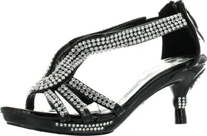 Forever Glamour-36K Little Girls Rhinestone Heel Platform Pageant Dress Sandals - Picture 1 of 8