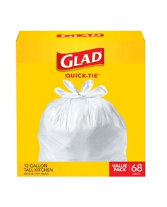 Müllbeutel, große Küche Schnellbinder Müllbeutel, 13 Gallonen, weiß, 68 Stück, Pac - Bild 1 von 3