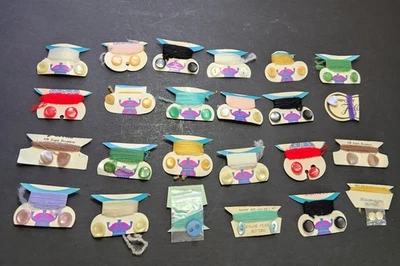 24 Pc Lot Genuine Pearl Buttons & Thread Card New Vintage Colorful Mid Century   - Image 1 of 4