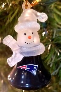 New England Patriots  Set Of 3 Three Snowman Metal Bell Ornament    1 