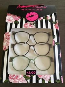 Lectores redondos BETSEY JOHNSON 3 piezas negros, tortuga, verdes +2,00 nuevos en caja - Imagen 1 de 6