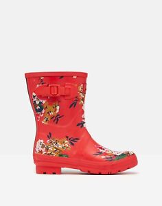 Joules Womens 220521 Mid Height Printed Wellies - Red Floral