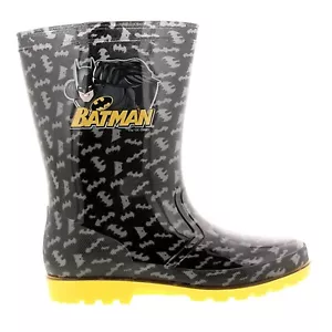 Botas de agua Wellington negras y amarillas Batman Bolton botas de lluvia niños niños - Imagen 1 de 4