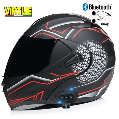 Bluetooth Modular Abatible Casco de Motocicleta Doble Lente Carretera Moto Casco DOT Foto 1 de 4