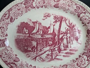 Homer Laughlin Historical America "The First Steamboat" Platter Shabby Chic Tea - Picture 1 of 9
