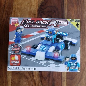 BLOCK TECH PULL BACK RACERS BLUE LIGHTNING 121 PCS #3352986 OR US24-1681 NEW NIB - Picture 1 of 8