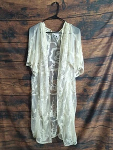 LC Lauren Conrad Sheer Embroidered Lace Women's Kimono - One Size #M9 - Picture 1 of 3