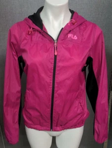 Fila Sport Jacket Women's XS Pink Black Thin Adjustable Waist Hood Windbreaker - Picture 1 of 12
