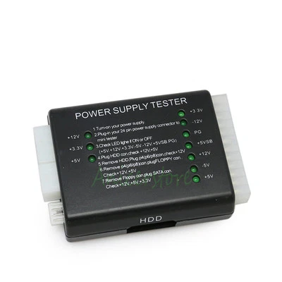 PC Computer 20/24 Pin 4pin 6pin 8pin ATX SATA HDD Floppy LED Power Supply Tester - Image 1 of 4