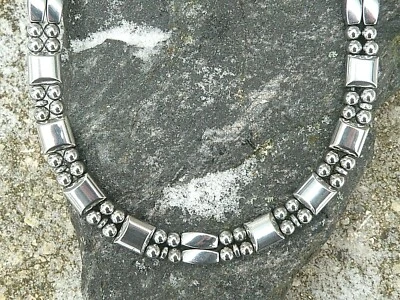 Double 100% Silver Magnetic Hematite Necklace 2 Row USA Hand Made - Image 1 of 4