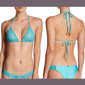 NEW Luli Fama 'Delicia Wanted & Wild' Crochet Bikini Top Gold [SZ Medium ] #C259 - Picture 1 of 9