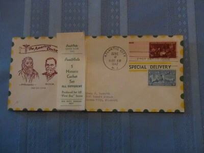 US # 949 Doctors 3 Cent Set Of 5 Pent Arts Cachet Spec Del FDC W/Label  #10  - Image 1 of 4