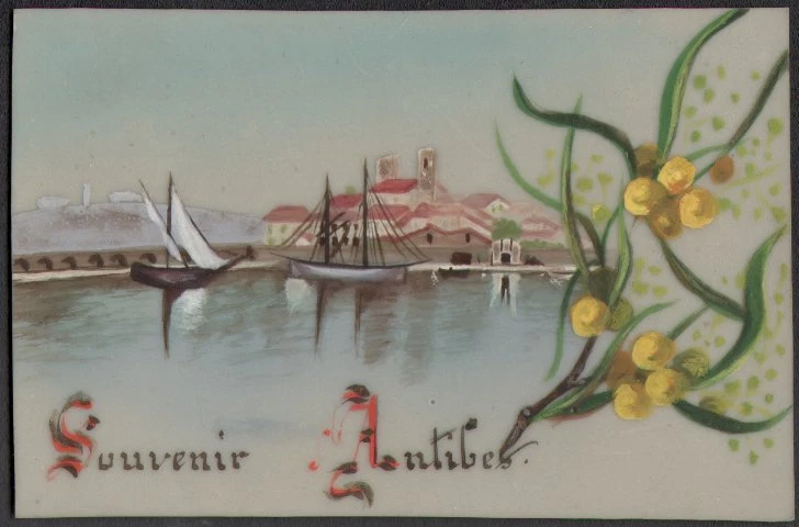 Antibes. Petite aquarelle sur celluloïd vers 1900 - Photo 1/1
