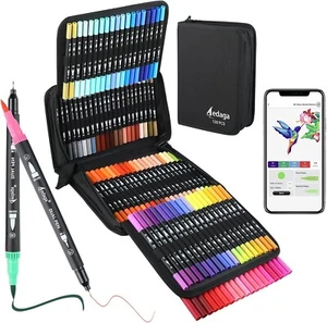 120 Numbered Dual Tip Colouring Pens with Free App,Felt Tip Pens for Adult Colo - Picture 1 of 6