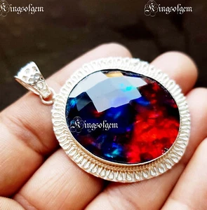 Sterling Silver Pendant Gift For 95.20Ct Ammolite Multi Fire Gemstone - Picture 1 of 5