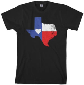 Texas State Flag With Heart Men's T-Shirt Texan Pride Love - Picture 1 of 6